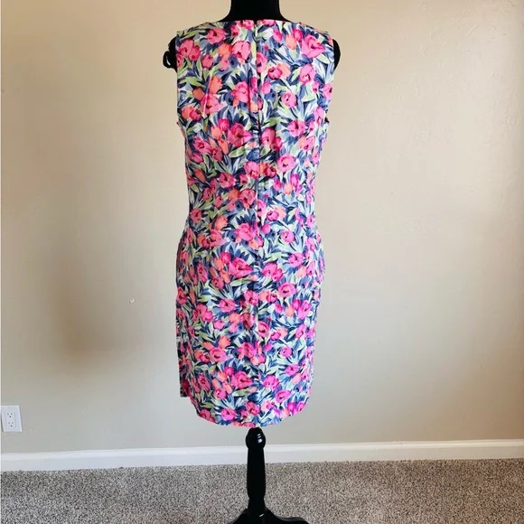 TALBOTS Dress Size 10 Multicolored Floral Print Sleeveless Vacation Summer - Picture 4 of 8